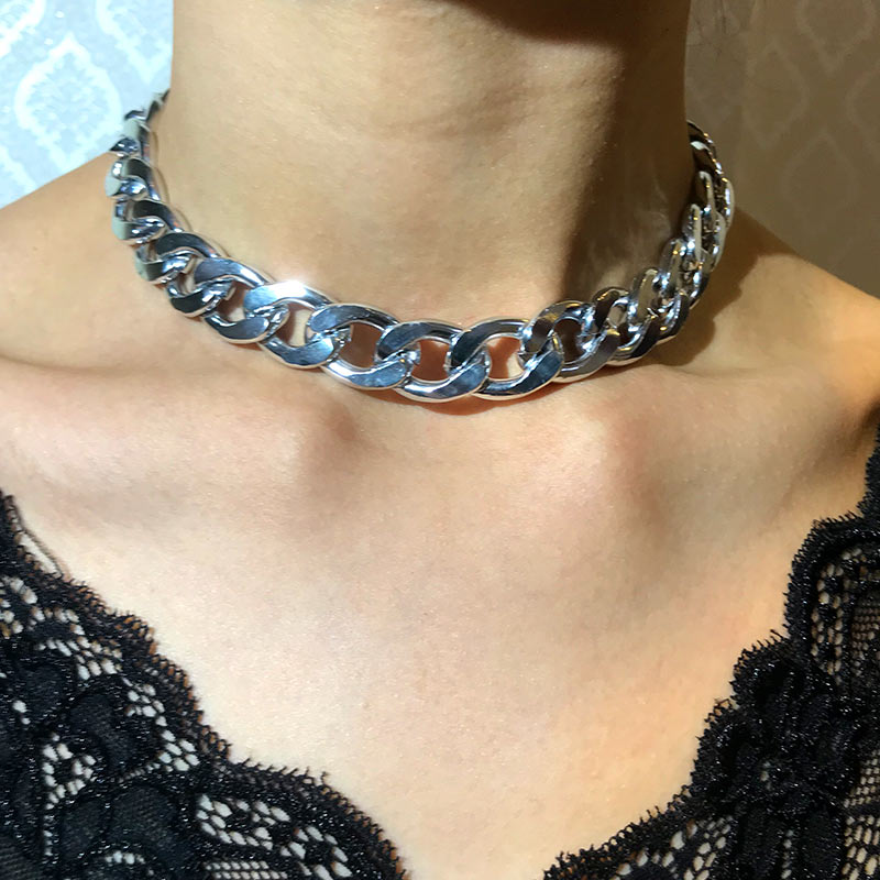 NUR FÜHLEN Neue Übertrieben Silber Dicke Schlüsselbein Kette Choker Halsketten Für Frauen Männer Party Aussage Halskette Punk Stil Schmuck