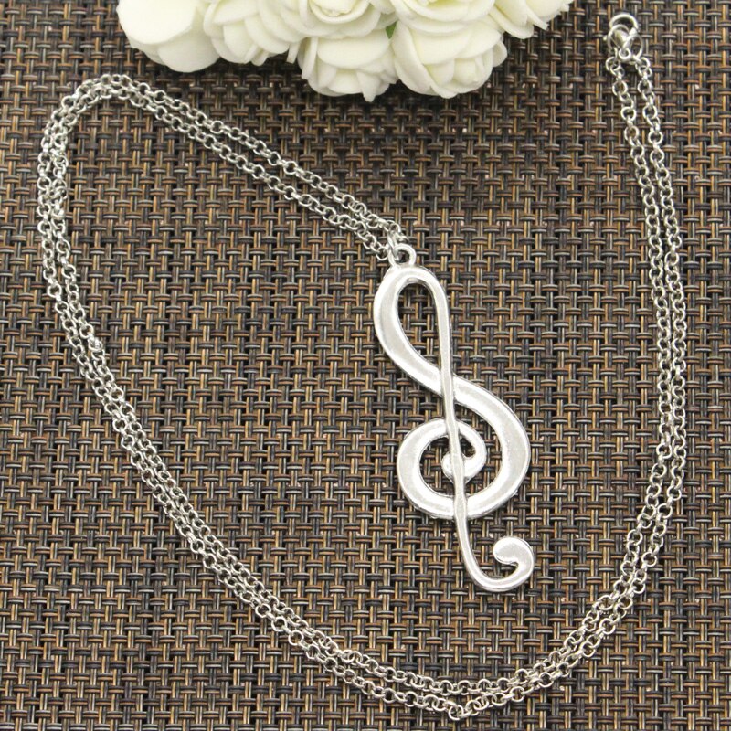 Pendentif pour Note de musique, nouvelle , chaîne ronde croisée courte et longue, collier couleur argent pour bricolage, bijoux