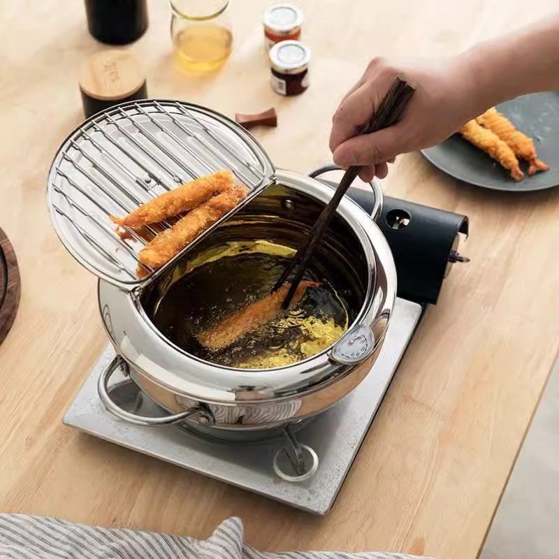 Premium Deep Fryer Pot - Stainless Steel Frying Pot with Accurate Thermometer Chicken