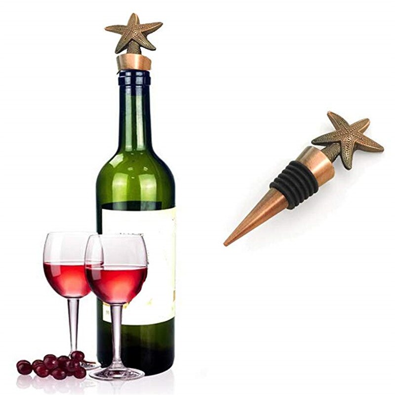 Decorative Starfish Shape Wine Bottle Stopper Zinc Alloy Friendly Reusable Wine Stopper For Sweetheart Favors Wedding