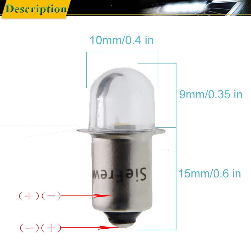 Pair P13.5S PR2 PR3 LED Bulb 2835 1 SMD AC 3V 4.5V 6V 12V 18V Warm 4300K Pure White 6000K Replace For Torch Flashlight Work Lamp