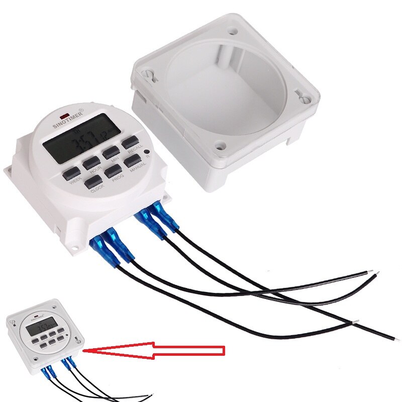 1 sekunds intervall 110 vac 7 dager ukentlig programmerbar digital elektronisk lampe timerbryter: Med innkapslingstråd