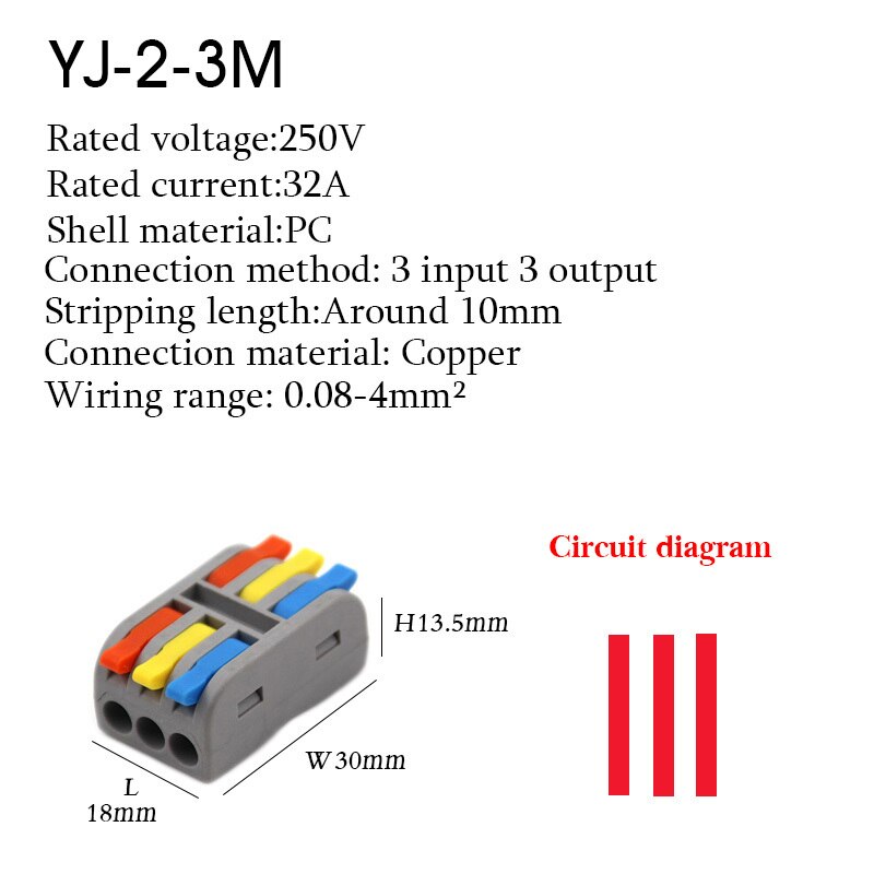 Wire Connector Quick Splitter Mini Splicing Universal Conductor Wiring Cable LED Terminal Block Push-in Electrical Connectors: 2-3M / 100PCS