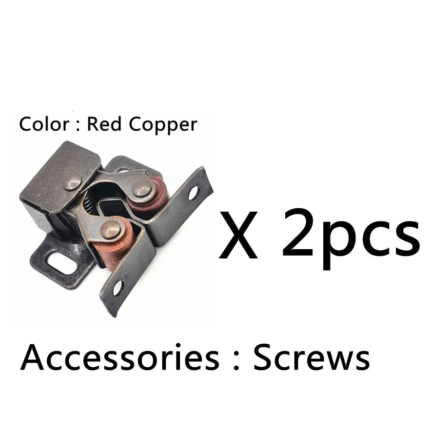 2pcs/Lot Cabinet Catch Latch Door Catches Drawer Latch Stopper with Screws for Wardrobe Furniture Accessories Hardware Fittings: Red Copper x 2pcs