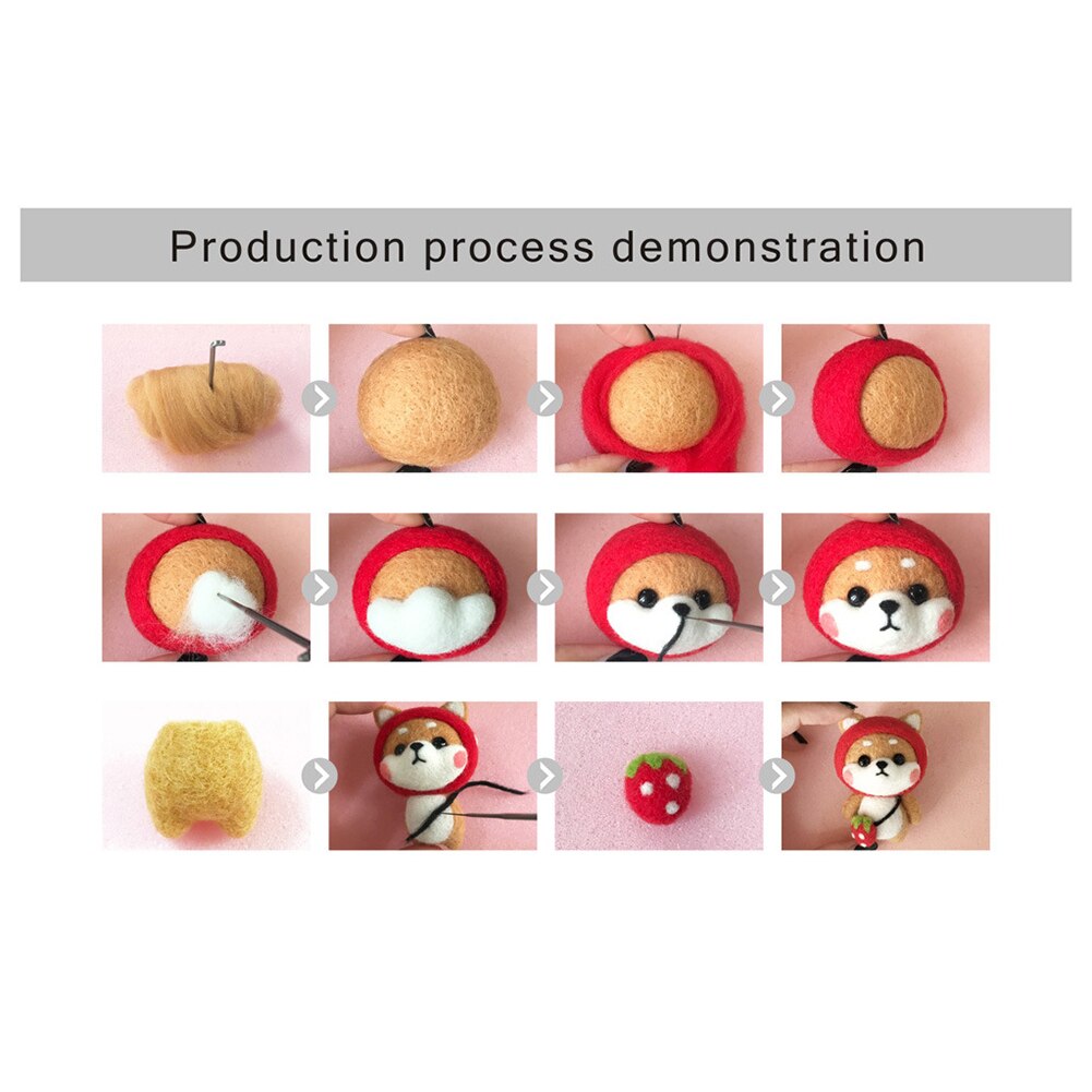 Wool Felt Craft DIY Handmade Toy Animal Doll Wool Felt Poked Kitting Non-Finished DIY Wool Needle Felting Package Set