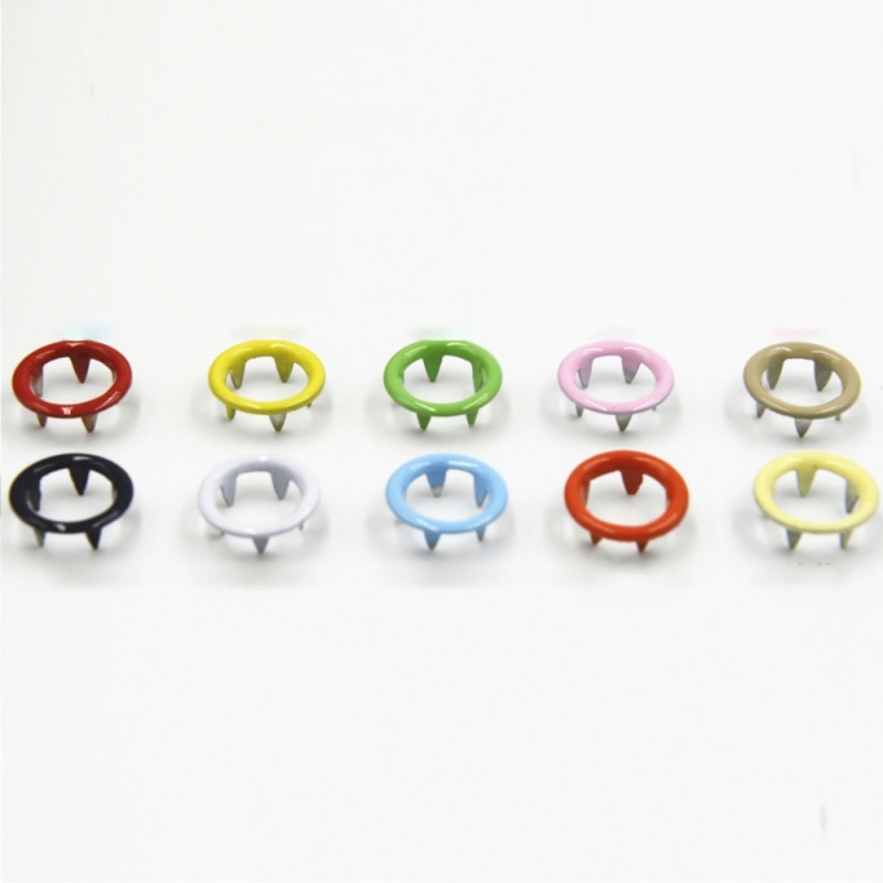 9.5mm 100 Sets 10 Kleuren Metalen Naaien Knoppen Prong Ring Drukknopen Snap Fasteners + Clip Tang DIY Kleding decoratie