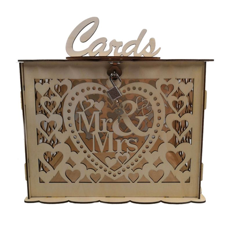 DIY Wooden Hollow Cards Letter Box Container Wedding Party Decor for Home and Bedroom Cards Box