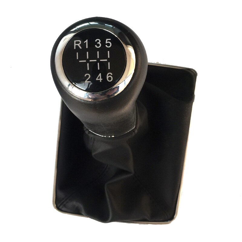 Chrome & Leather Car Shift Gear Knob Lever Gaitor Boot Cover For OPEL VAUXHALL ASTRA III H 1.6 2004 2005-: R123456  set