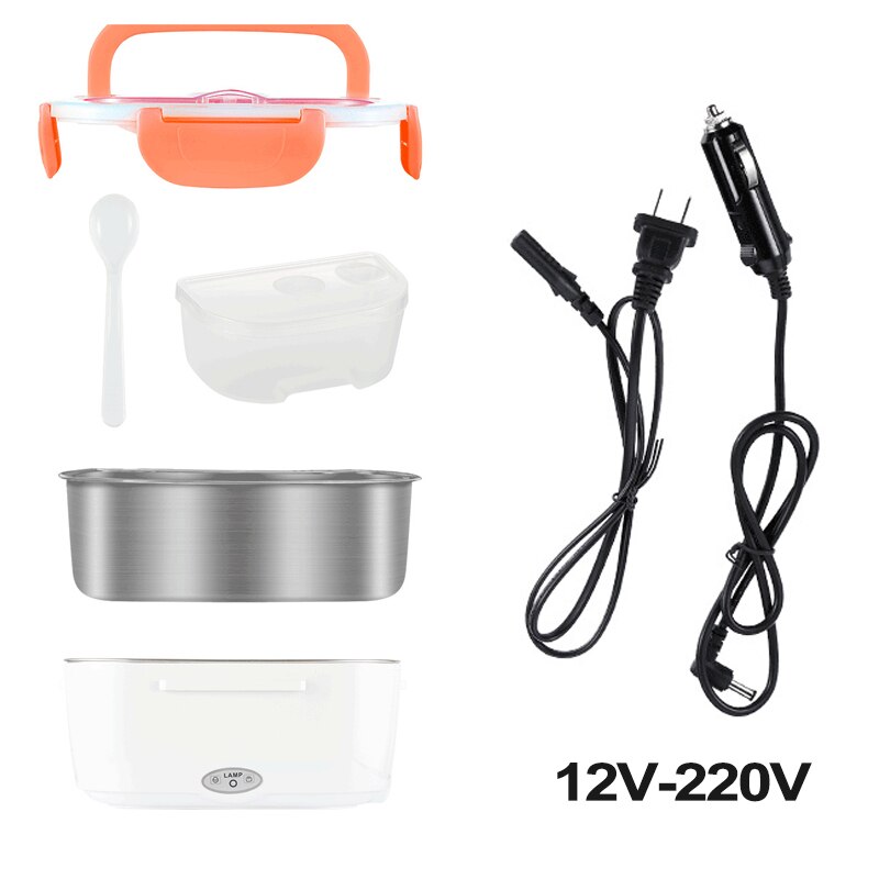 Fiambrera para calentar en coche de doble uso de 12V/ 110V y 220V, termostato para alimentos, recipiente calentador, Mini olla arrocera
