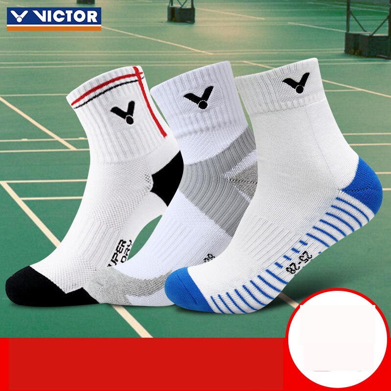 3 paires de chaussettes Victor Badminton chaussettes hommes sport chaussette coton moyen Tennis sportsépaissi serviette bas SK 112 K/F/D