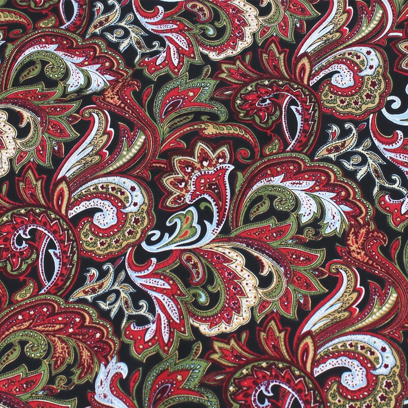 Wide 58" 100% Cotton Poplin Pteris Printed Fabric Scarf Garment Shirt Material By the Half-Yard