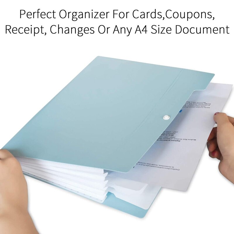 5 Pocket Expanding File Organizer, Folder with Snap Button Closure for A4 Letter Size Paper Document Waterproof (3 Pack)