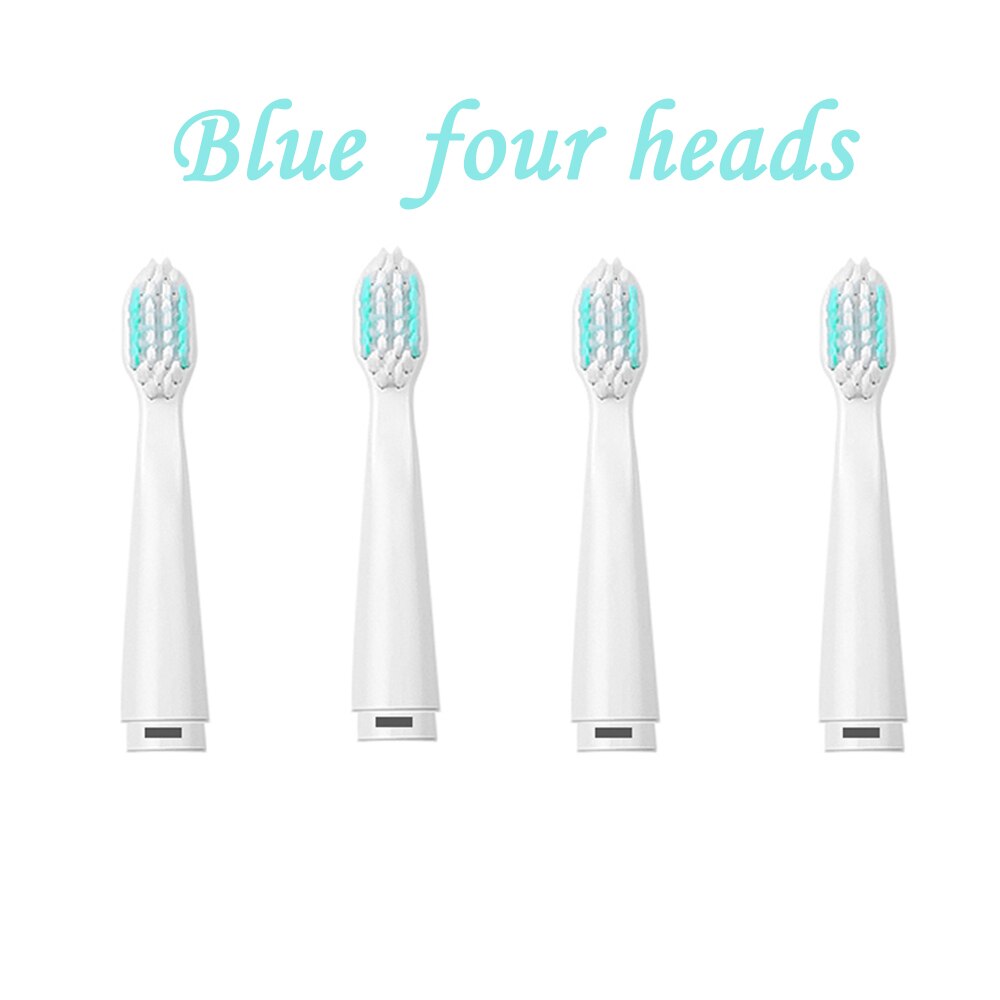 Electric Toothbrush USB Charge Rechargeable Tooth Brushes Washable Electronic Top Smart Chip Toothbrush with 4 Brush Hea: Blue four heads