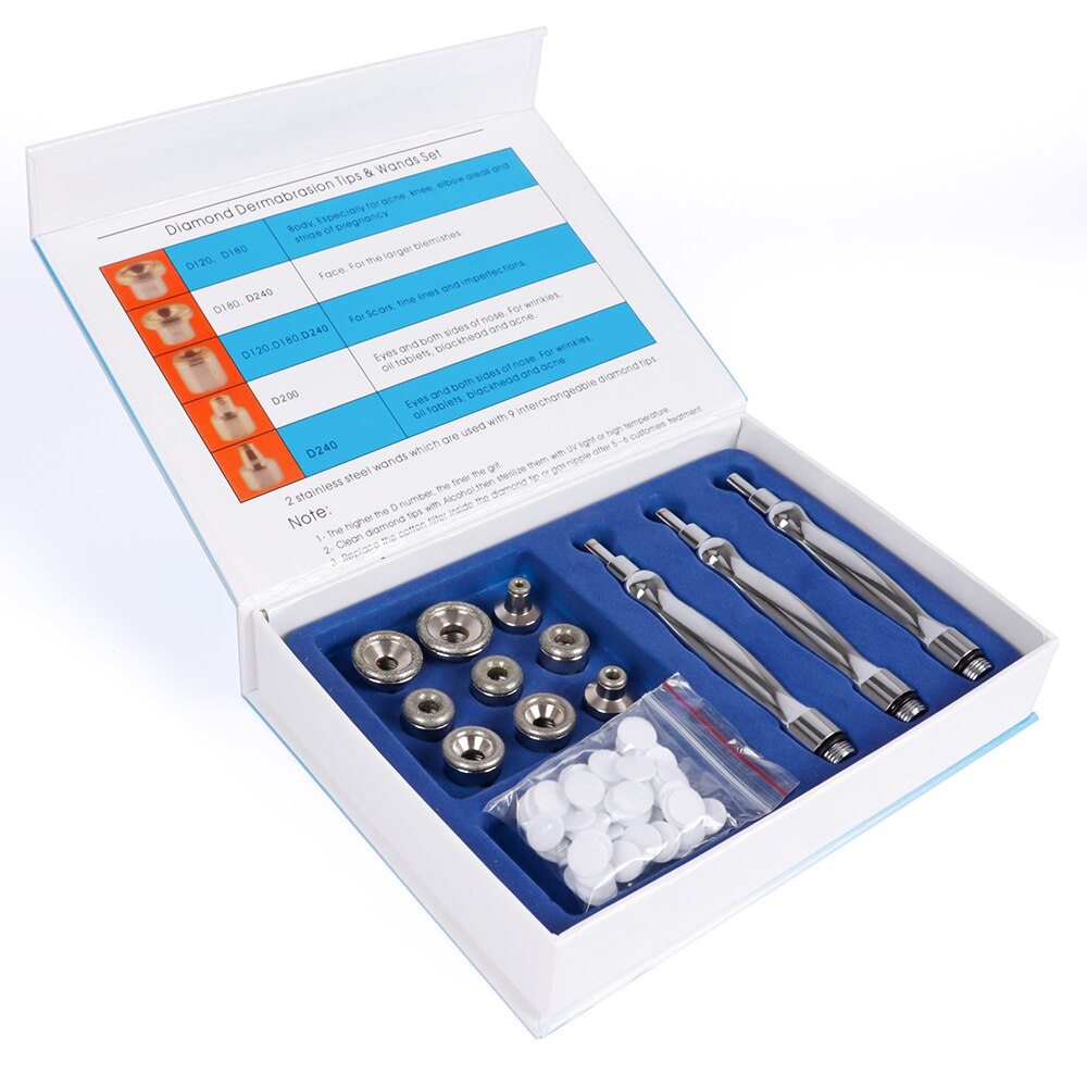 Embout de Dermabrasion en diamant, accessoire pour Dermabrasion, 9 + embouts, 3 baguettes pour Peeling de la peau du visage, élimine les points noirs, soin beauté