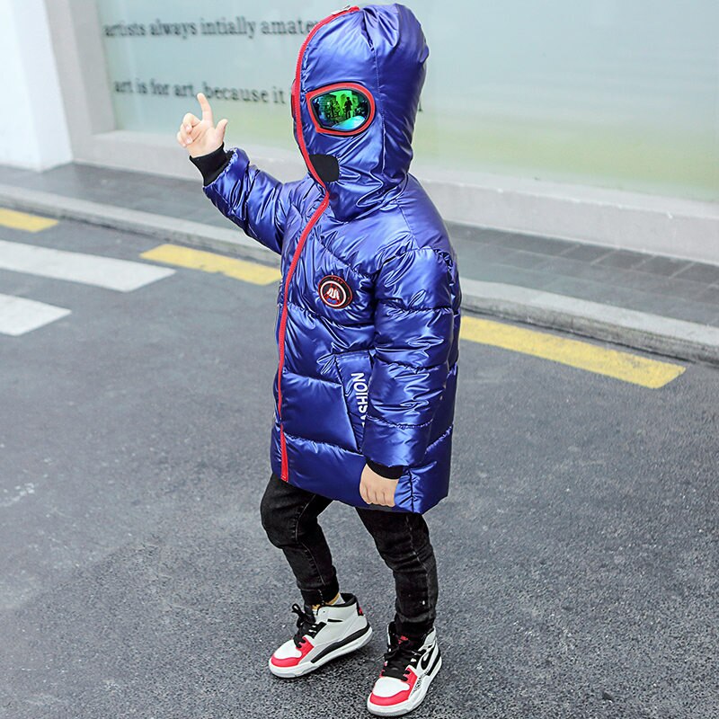 Brand Kids Jongen Winter Jas Met Bril In Hood Cool Jongen Sneeuw Jas Jas Kinderen Sneeuw Kleding 3-9 Jaar Oud: Blauw / 7