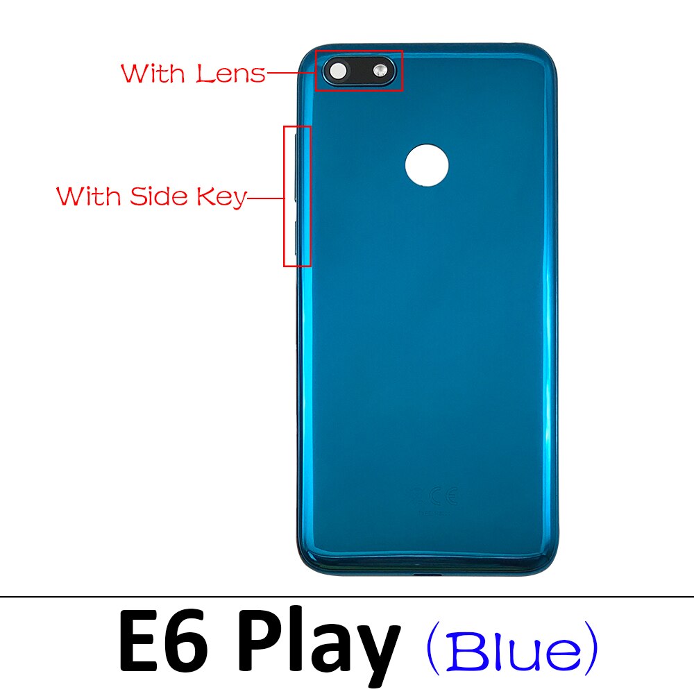 Battery Back Cover Rear Battery Housing with Glue For Motorola Moto G5 G6 E6 Play E7 Plus G8 Power Lite One Vision X4: E6 Play Blue
