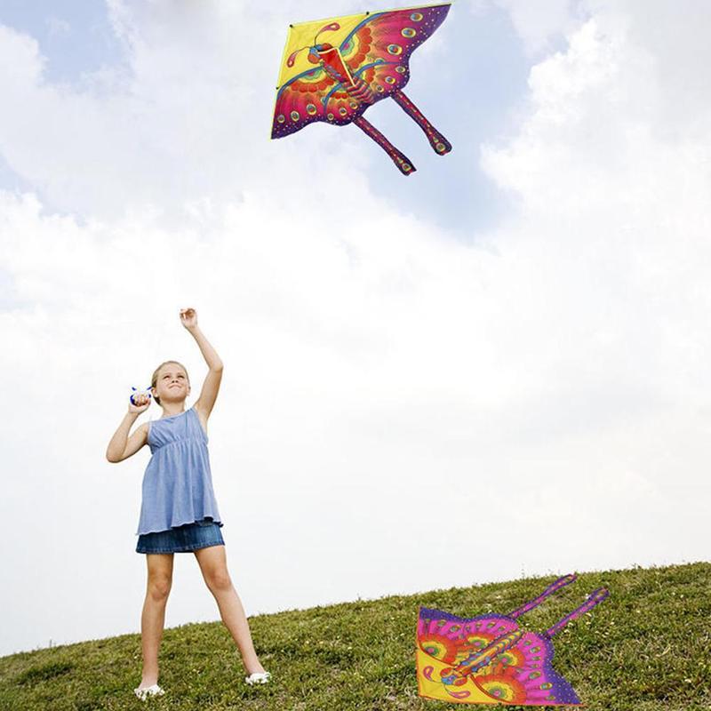 Children Cartoon Butterfly Kite Suitable Age About 5 Years Old Breeze Easy To Fly Inclued Kite 30 Meter Line Transparent Cloth