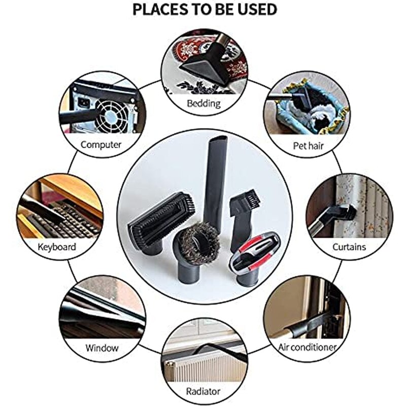 Universal Vacuum Nozzle Suction Brush Head for 32mm 35mm 1 1/4in 1 3/8in Vacuum Cleaner Accessories Crevice Tool for Bed Sofa