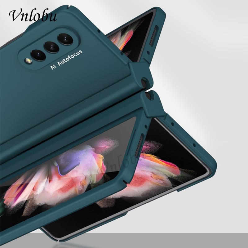 Ultradünne handyhülle mit s-Kuli-schlitz für samsung z falten 3 5g stoßfeste hartplastik-rückseite mit stifthalterung für Galaxis z falten 3