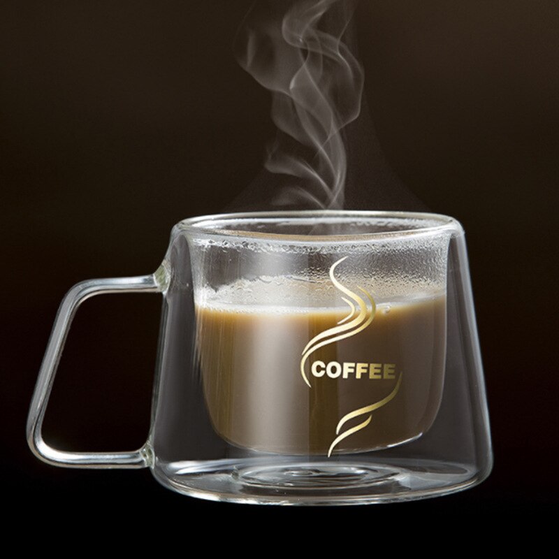 Kaffekrus espressokopp termoglass dobbeltvegg høy borosilikat krus 7 ting: Uten skje