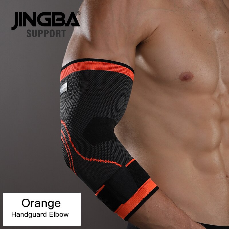 JINGBA UNTERSTÜTZUNG Neue 1PCS Nylon knie protector + armband Unterstützung + knöchel unterstützung + basketball knie pads Tennis badminton Klammer: Orange Bandage Elbow