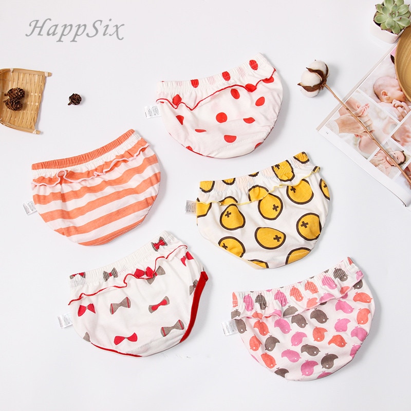 5Pieces/lot Girls Baby Underwear Cotton For 0-1-2Years Children Underpanties Soft Infant Kids Briefs Cartoon NewBorn Baby Cloth