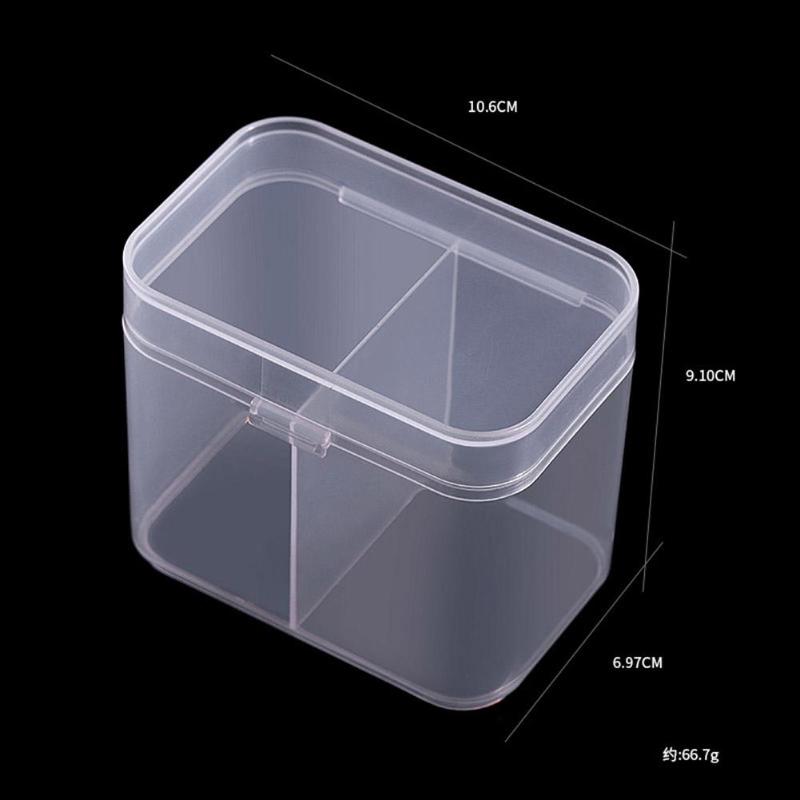 2 Grids Transparent Plastic Cotton Swab Storage Box PP Moisture-proof Strong Durable Nail Towel Holder Organizer 10.6X6.97X9.1cm