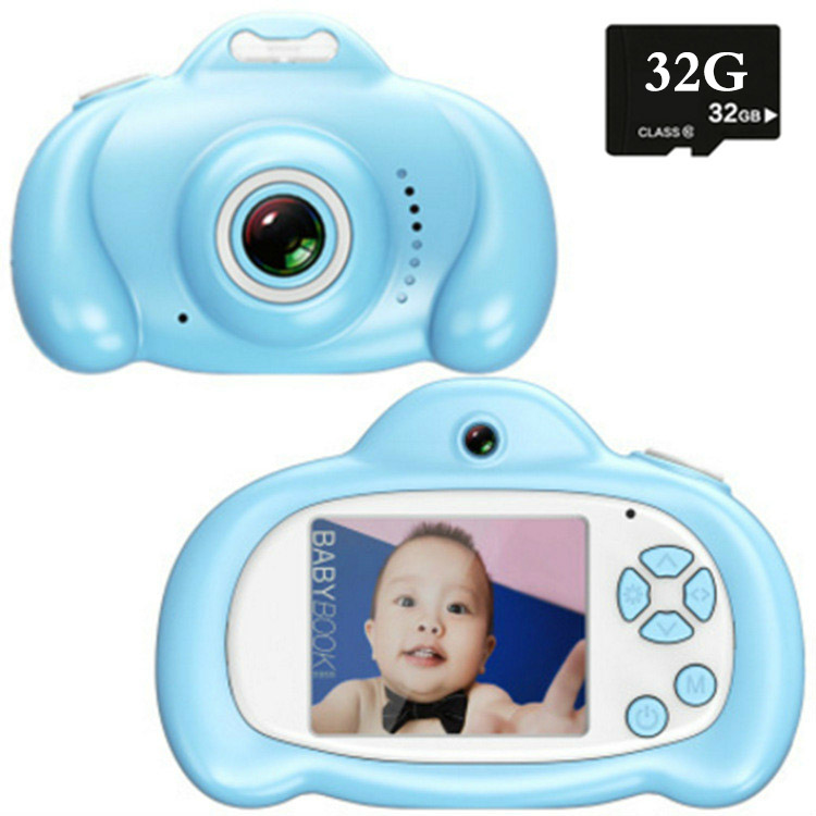 Speelgoed Camera Mini 2.0 Inch Hd Ips Scherm Kinderen Kids Camera 1080P Video Recorder Flash Foto 12MP Camcorder Voor kids: Blue Cam w 32GB SD