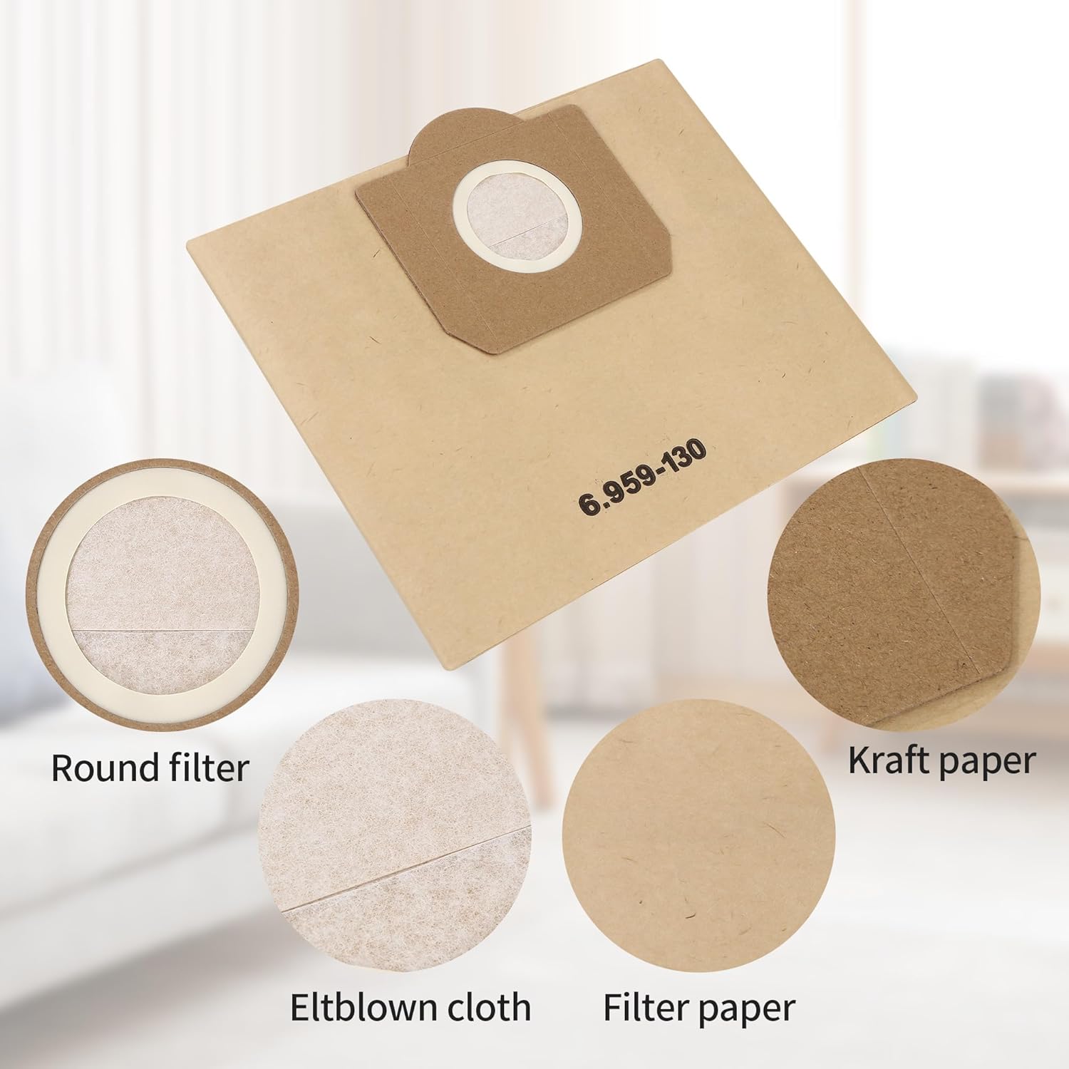 Staubsaugerbeutel für Karcher 6.959-130.0 WD3/WD3P/MV3/A2201/A2204/A2534/SE 4001/SE 4002, Kärcher NT 251, A 2200, A 2206 X