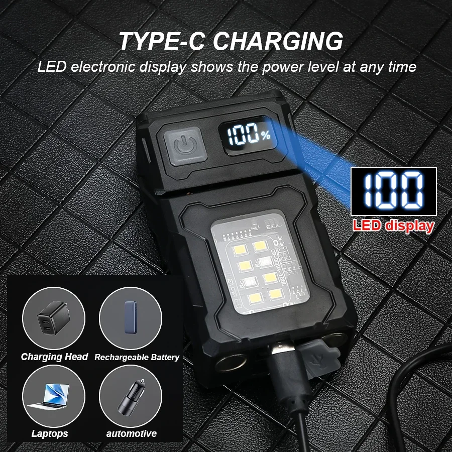 Mini linterna LED COB multifunción, fuente de luz Dual, linterna portátil superbrillante, lámpara de emergencia para Camping recargable tipo C