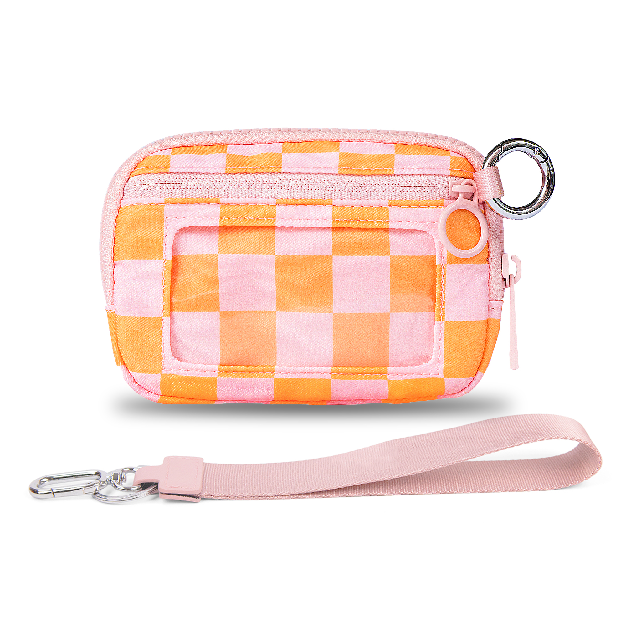 The Iris Wallet Zwart geruit kaartetui met ID-venster Portemonnees voor dames Portemonnee met ritssluiting Mini draagbare sleutelhangerportemonnee: green