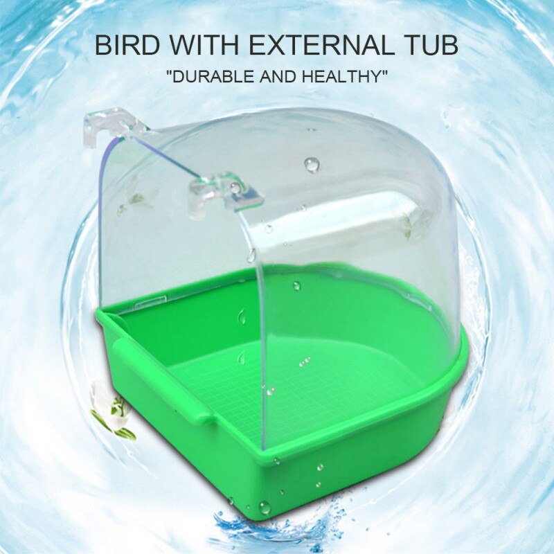 Caja de baño de agua para pájaros de plástico, caja para bañera, loro para periquito, pájaro amoroso, jaula para mascotas, Bol colgante, periquito, baño de aves #7