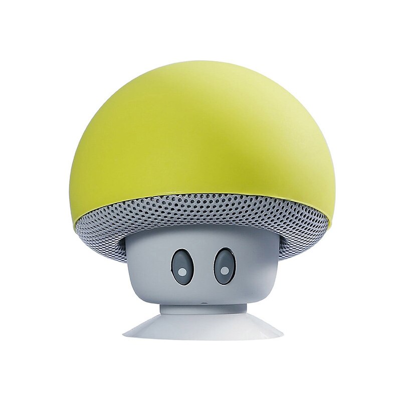 Cute Mini Wireless Bluetooth Speaker Rechargeable MP3 Player with Mic Waterproof Portable Stereo Bluetooth Mushroom For Phone PC: Yellow