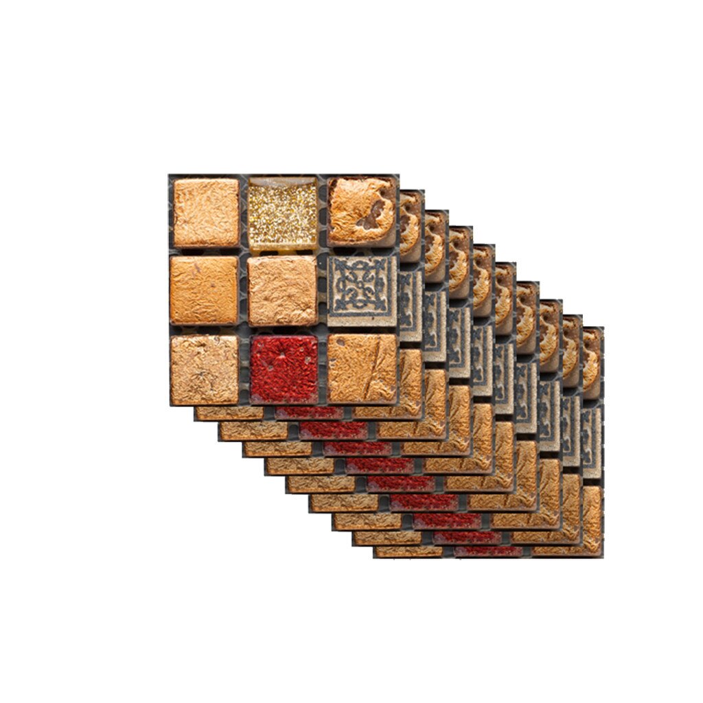 10 stücke 3d Mosaik Wasserdicht Schlecht Küche Zauberstab Aufkleber Pvc Tapete Diy Selbst Klebe Zauberstab Dekor Fliesen Aufkleber 10*10cm # y30: D
