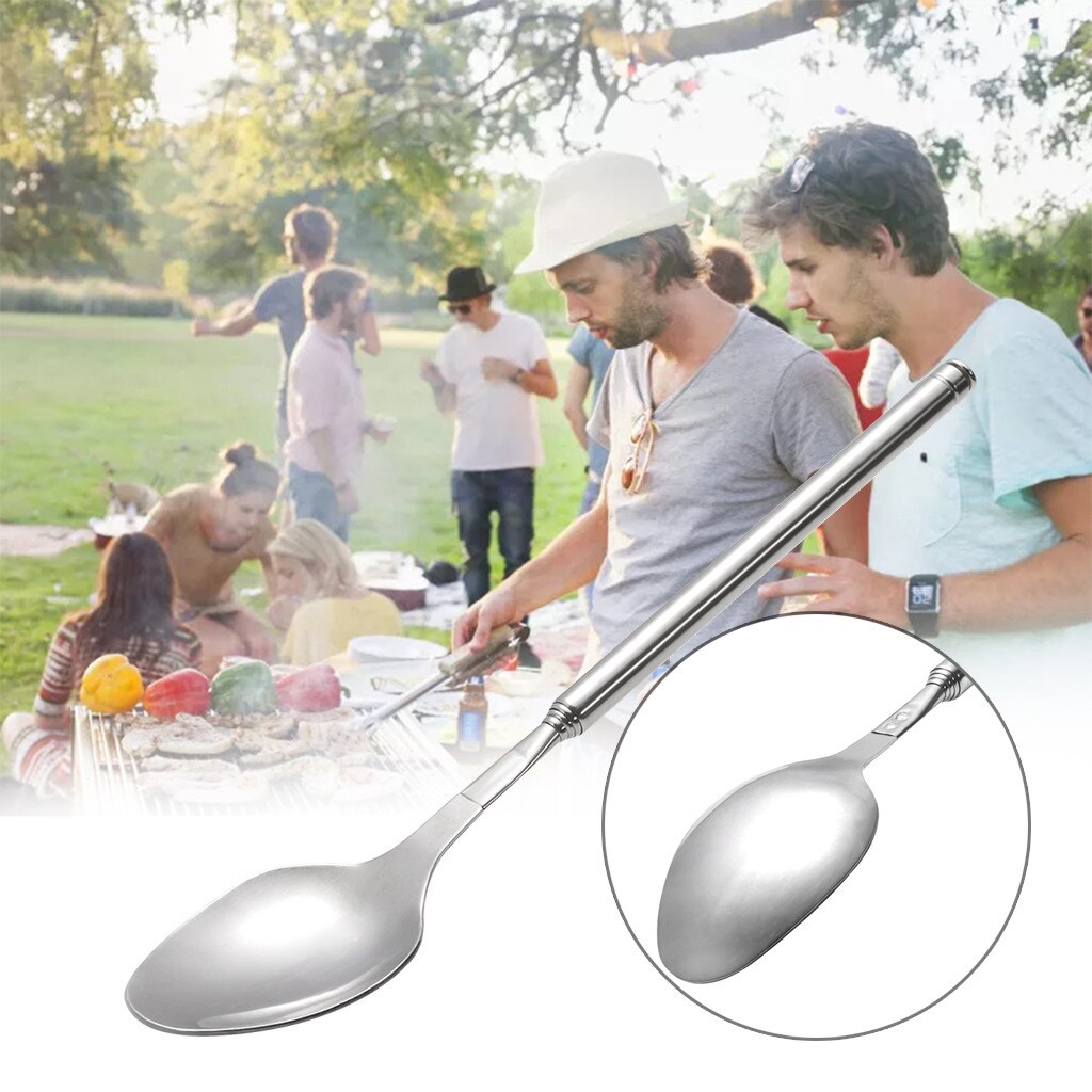 Funny Spoon Extension Long Extendable Telescopic Freeloader Trick Prank BBQ Tool Home kitchen tool accessories tableware посуда