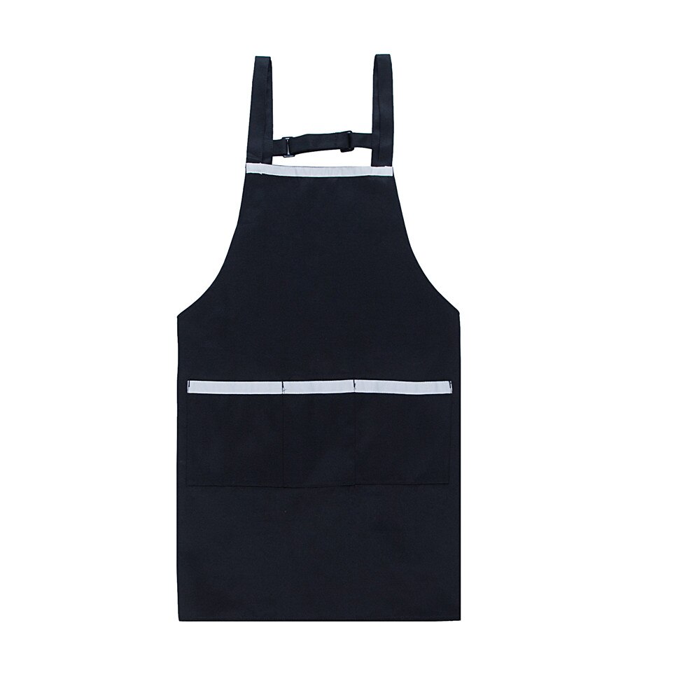 Delantal de trabajo de cocina para el hogar, panadería, cafetería, restaurante, servicio de comida multibolsillo con tiras ajustables Unisex de: Black