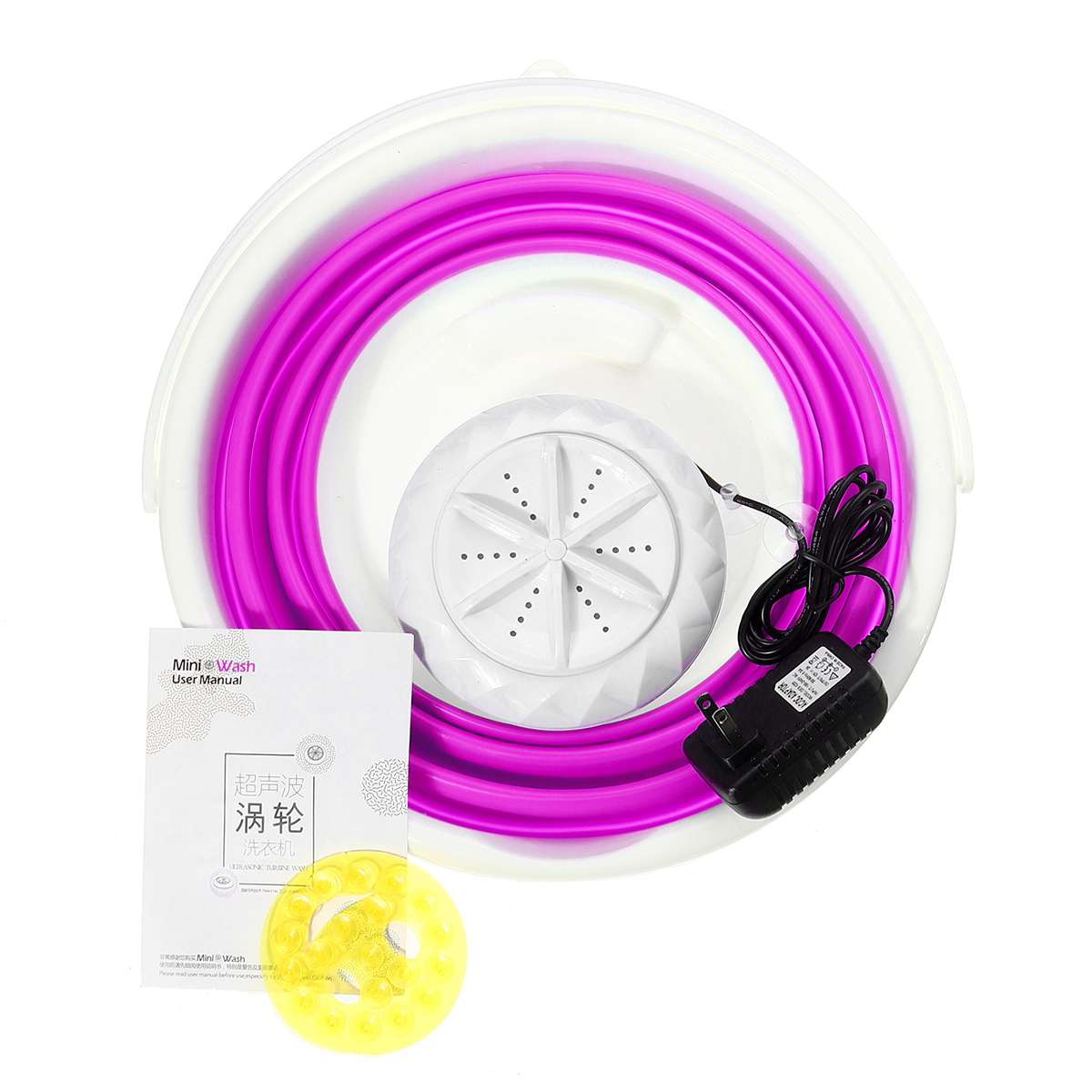 100-240V Mini Draagbare Ultrasone Wasmachine Opvouwbare Emmer Type Usb Wasserij Kleren Wasmachine Voor Thuis reizen: Rose red