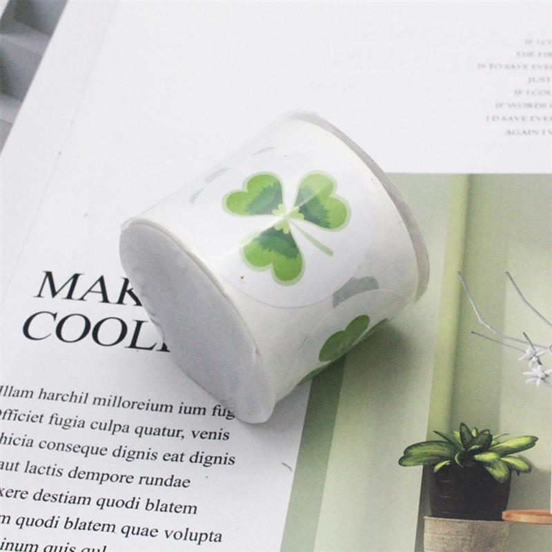 200/500pcs in 1 Roll Shamrock Self-Adhesive Sealing Stickers Label Decals St Patricks Day Home DIY Decorative Supplies
