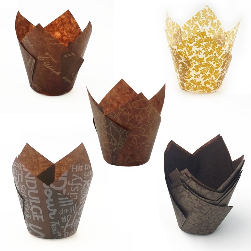 Tulip Cupcake Paper Cupcake Liners Quick Release Muffin Cups for Baking Paper Cake Cups Proveided Tulip Shape Cupcake Tools