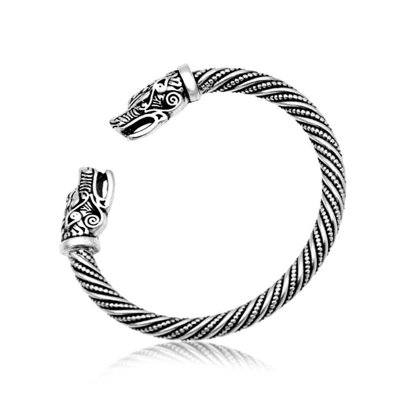 CHUHAN Dragon Head Open Bracelet Men's Bracelet Faucet Bracelet Zodiac Dragon Head Open Bracelet for Men Jewellery: Silver