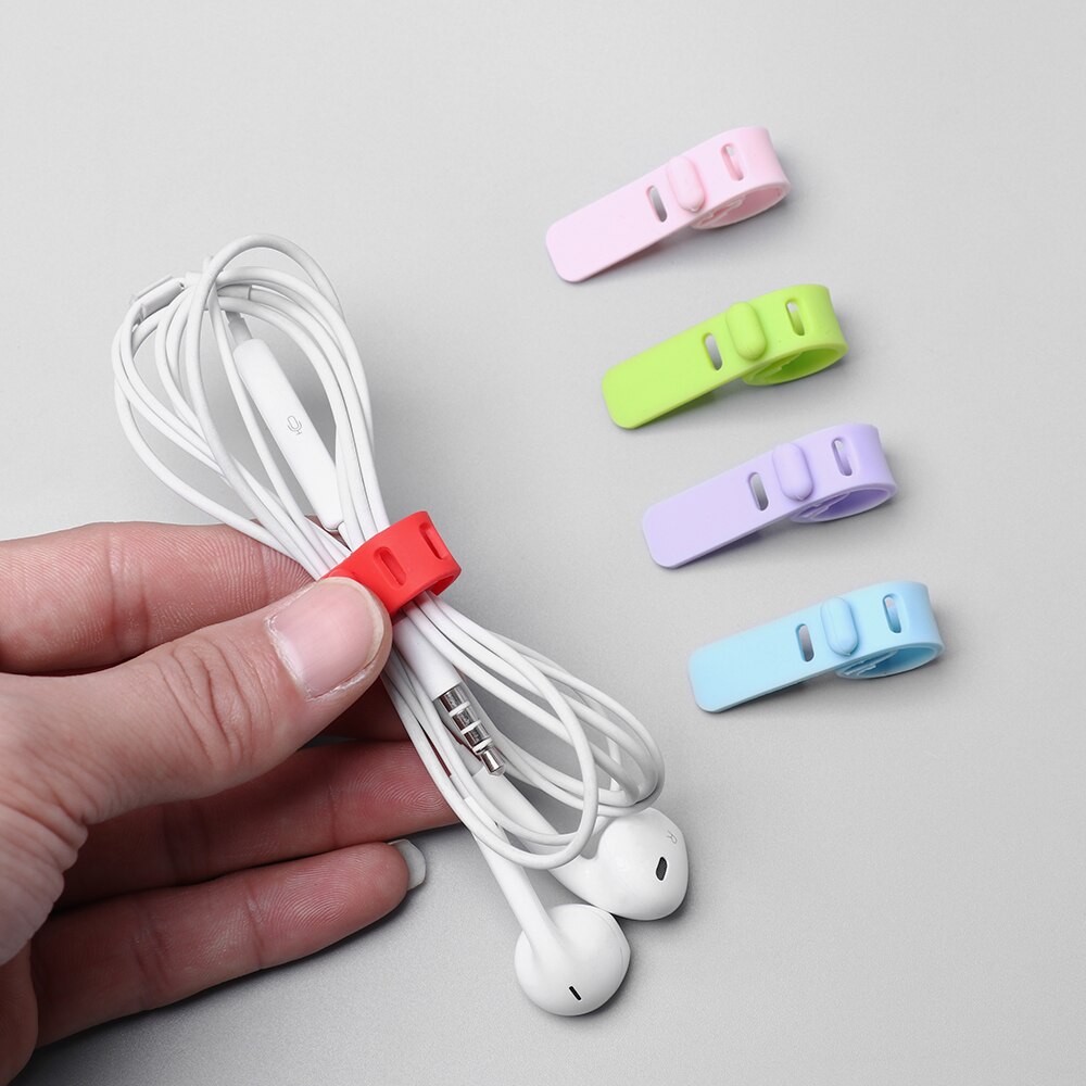 10PCS Soft Silicone Cable Winder Clip Cable Organizer Wire Mouse Cord Line Cable Protector Earphone USB Cable Wire Tie