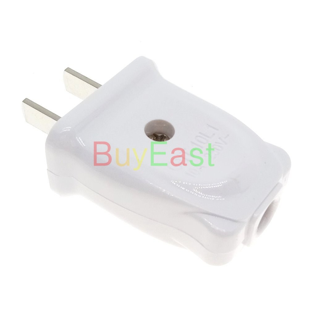 US, Canada 2-Flat Pin DIY Main Power Plug AC100~250V 10A White Color
