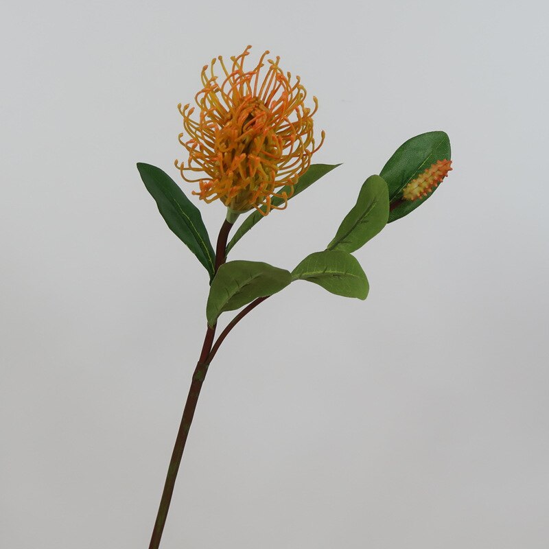 artificial Pincushion Flower Tropical Fox Tail Flower DIY wedding home floral decor: yellow