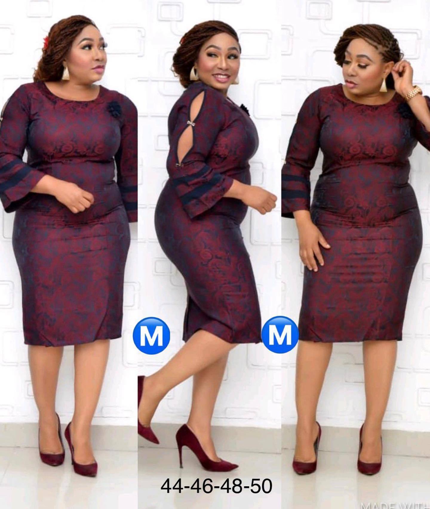 Herfst Mode Afrikaanse Vrouwen O-hals Polyester Plus Size Midi Jurk Afrikaanse Kleding Afrikaanse Jurken Voor Vrouwen 2XL-6XL: Bourgondië / 5XL