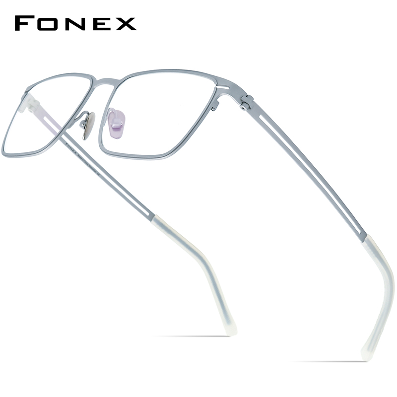 Fonex acetat titanbågar herr märke fyrkantiga retroglasögon ultralätta glasögon japanska glasögon mrx 8827: Beige