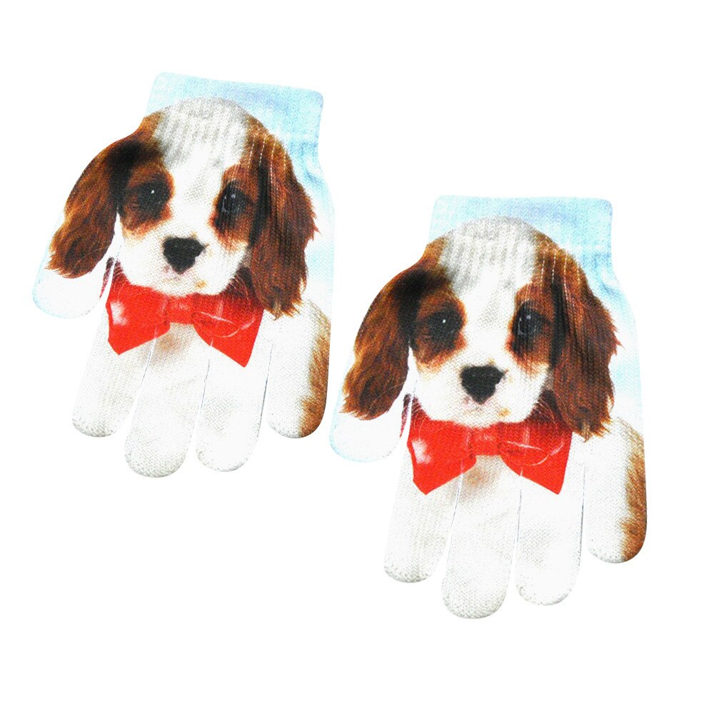Sagace moufles hiver enfants 3d Animal imprimer tricoté gants Kitty chiot Animal mignon coton confortable gants Luva: B