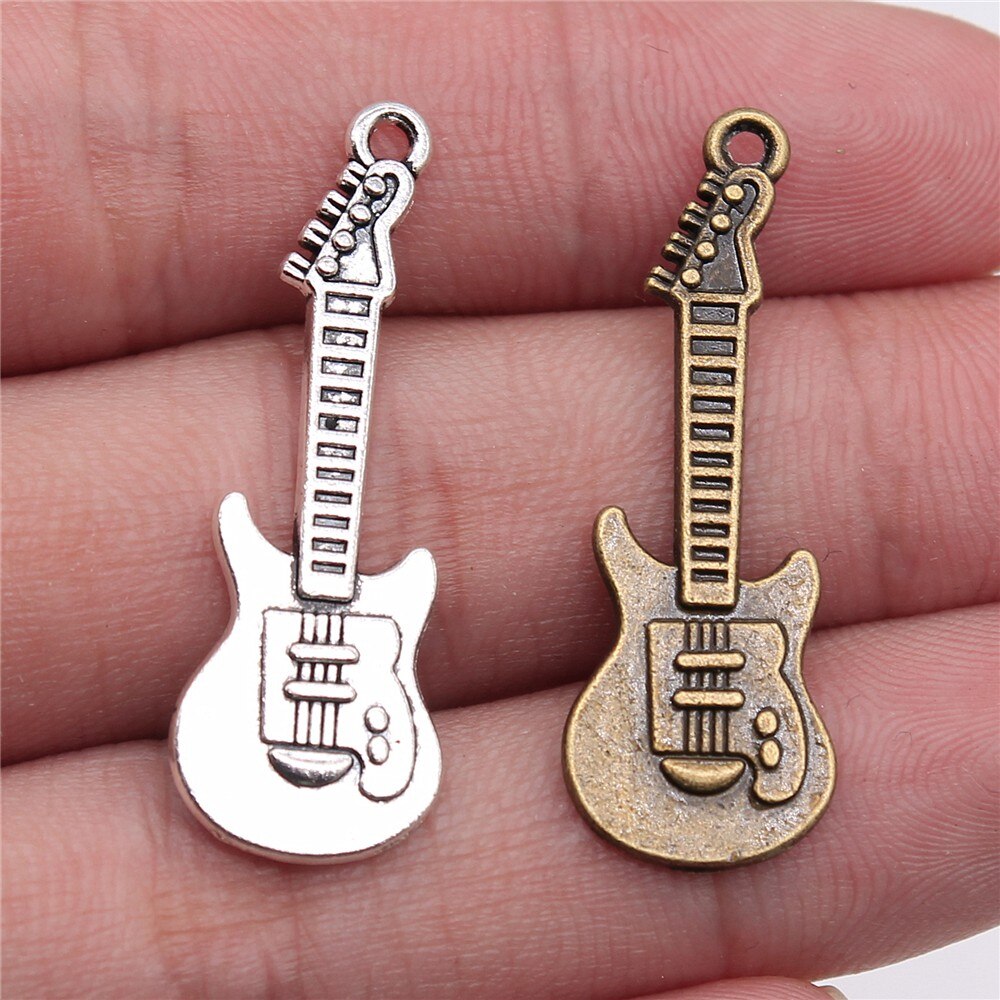 Wysiwyg 10Pcs Charms Electic Gitaar 35X12Mm Antiek Maken Hanger Fit Vintage Tibetaans Zilveren Kleur Diy Handgemaakte sieraden