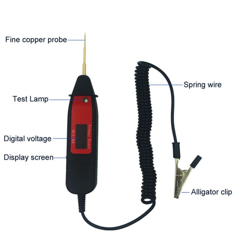 Bolígrafo Digital de prueba de voltaje para coche, Detector de lápiz con luz Led, herramienta de diagnóstico de coche, Universal, Lcd, 5-36V