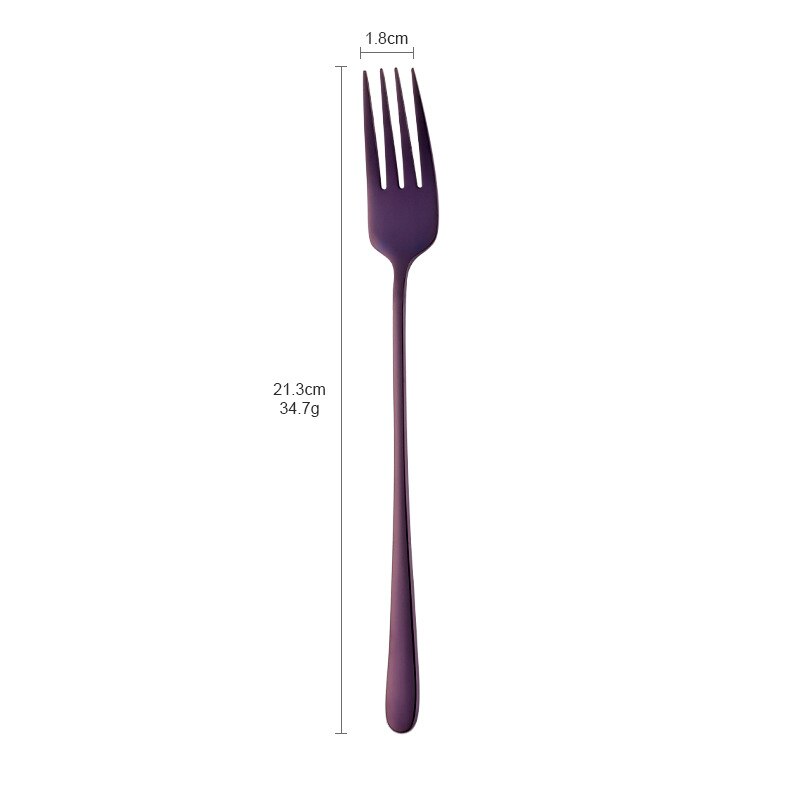 Roestvrij Staal Diner Vork Korea Kleurrijke Dessert Vork Lange Handvat Goud Blauw Zwart Vork Set voor Hotel Party: Purple