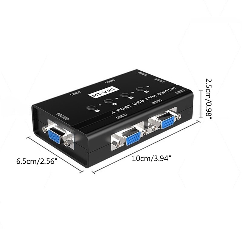 MT460KL 4 Ports USB KVM Switch Manual Switcher Selector Box Control 4 PC with One Keyboard Mouse Monitor with 4 Cables